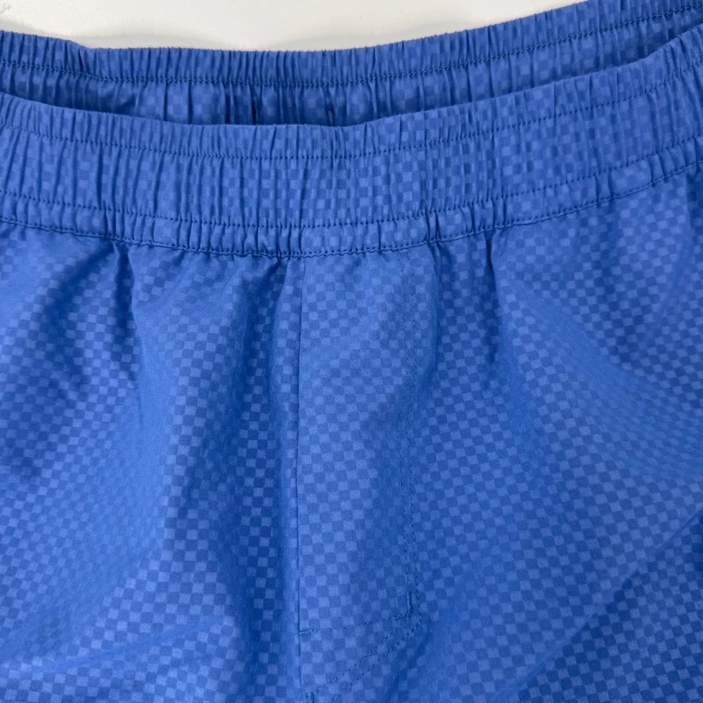 Peloton Mens Blue Tonal Checkerboard Lined Workout Training Shorts Size Large